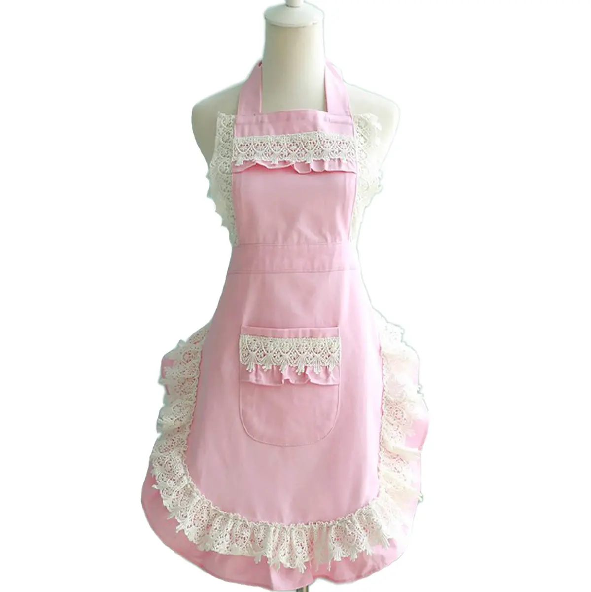 Hyzrz Pink Apron | Adjustable Kitchen & Work Apron with 2 Pockets (One Size, Cotton, Solid) - view 3