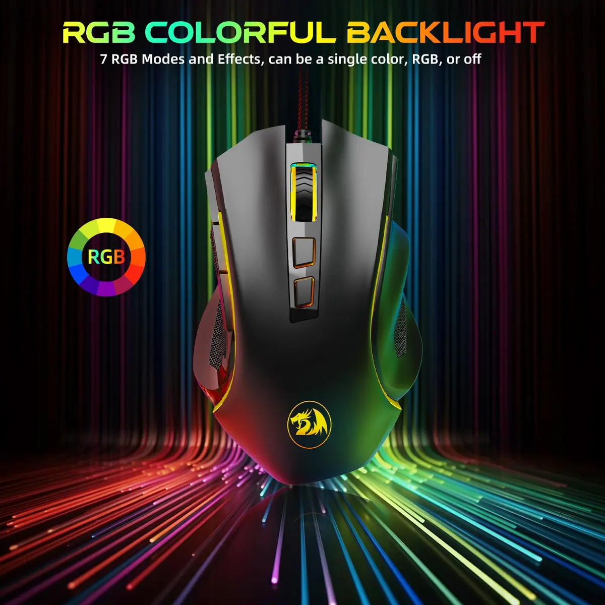 Redragon M602 Gaming Mouse Ergonomic RGB Wired 7200 DPI | Professional Gaming & Office Mouse - view 6