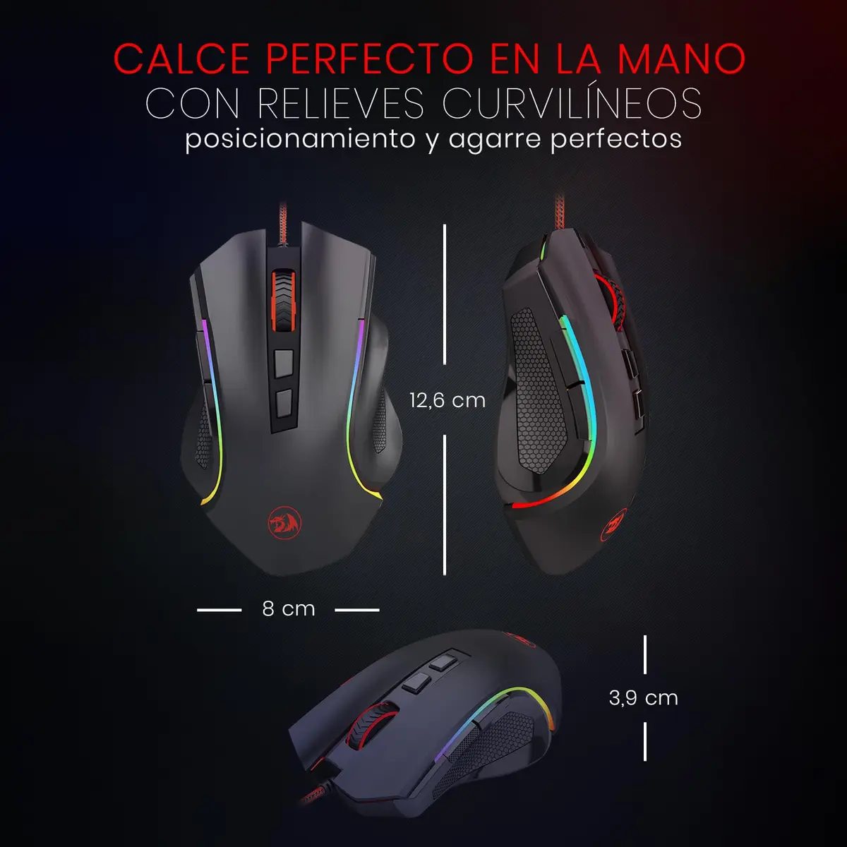 Redragon M602 Gaming Mouse Ergonomic RGB Wired 7200 DPI | Professional Gaming & Office Mouse - view 2