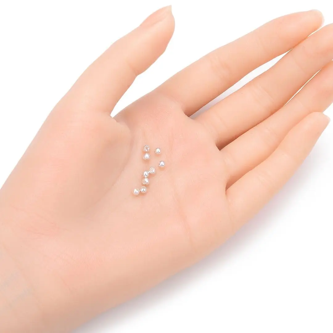 Adabele 50pcs Sterling Silver 3mm Round Bead | Hypoallergenic Jewelry Findings - view 2