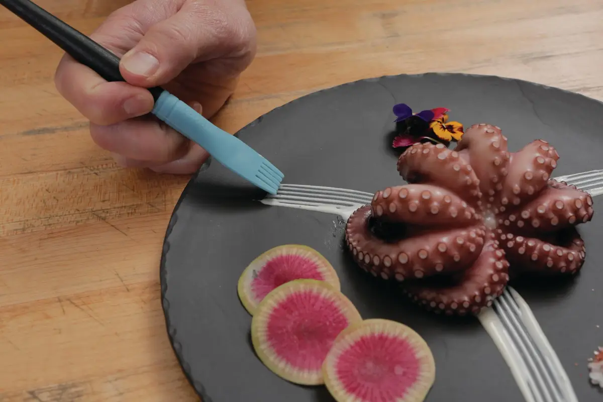 Mercer Culinary Silicone Plating Comb Brush Blue | Heat-Resistant Food-Safe Silicone - view 6