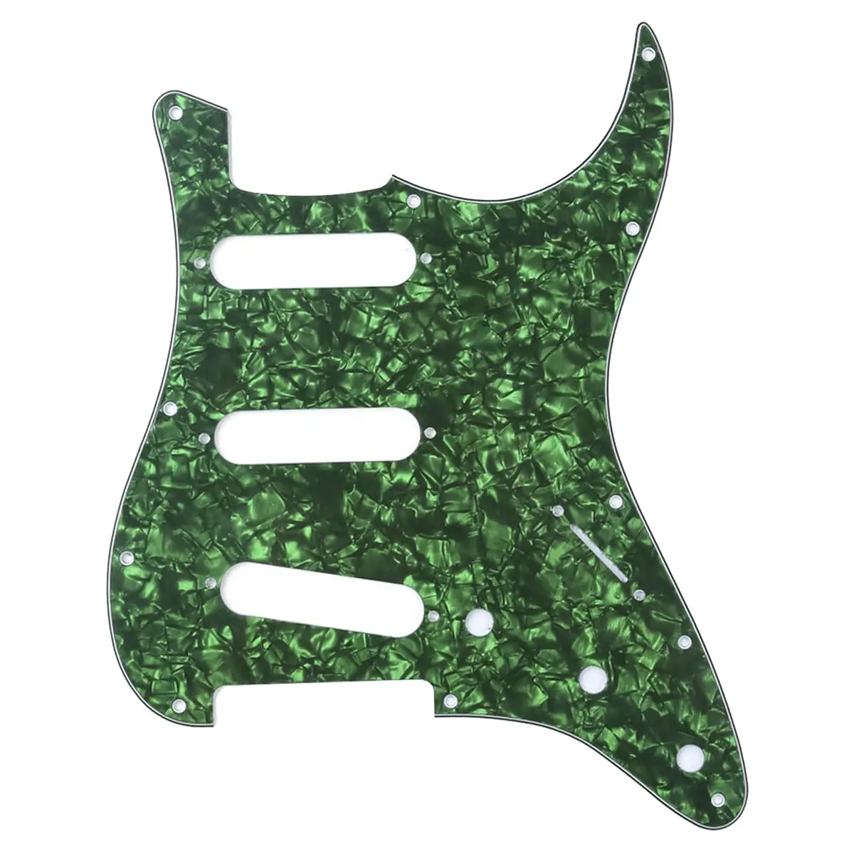 Musiclily Pro SSS 11-Hole ST Guitar Pickguard 4Ply Green Pearl | Fits Fender US/Mexico Stratocaster - main product image