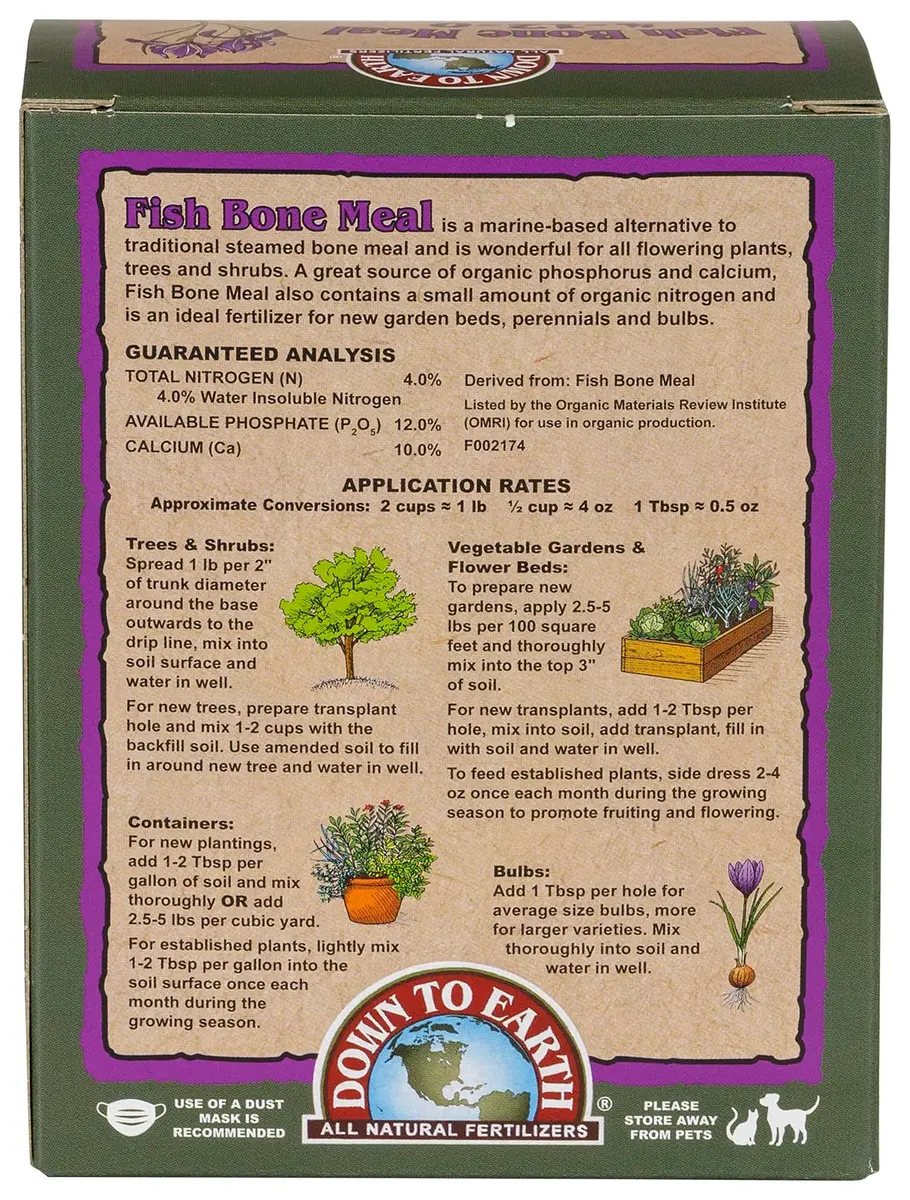 Down To Earth All Natural Fertilizers Organic Fish Bone Meal 1 lb | Organic & OMRI Listed, Slow-Release, Boosts Root & Flower Growth - view 2