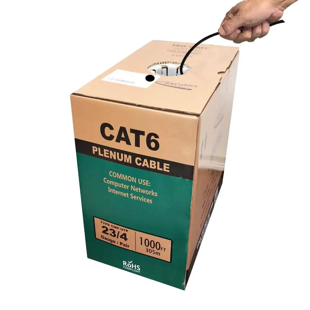 BNCables 550MHZ CAT6 Plenum Cable 1000ft | 23AWG, Pure Copper, PoE++, Certified - main product image