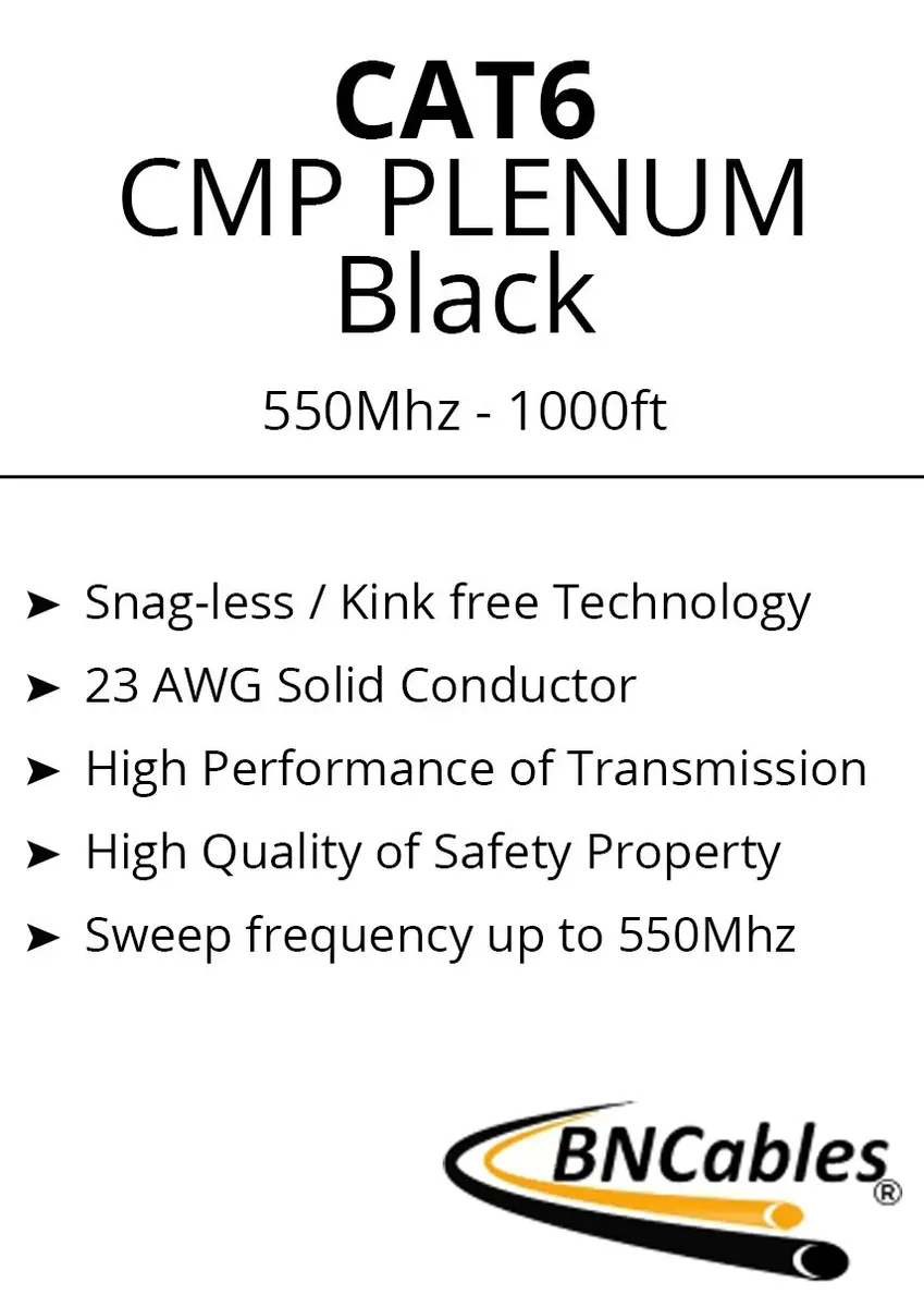 BNCables 550MHZ CAT6 Plenum Cable 1000ft | 23AWG, Pure Copper, PoE++, Certified - view 9