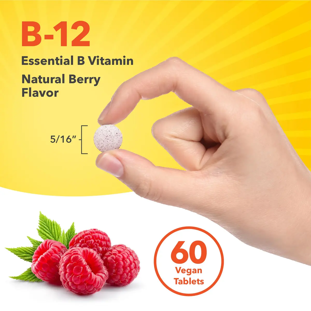 Sundance Vitamin B12 1000 mcg | Methylcobalamin | Fast Dissolve Berry Tablets (60 Count) - view 6
