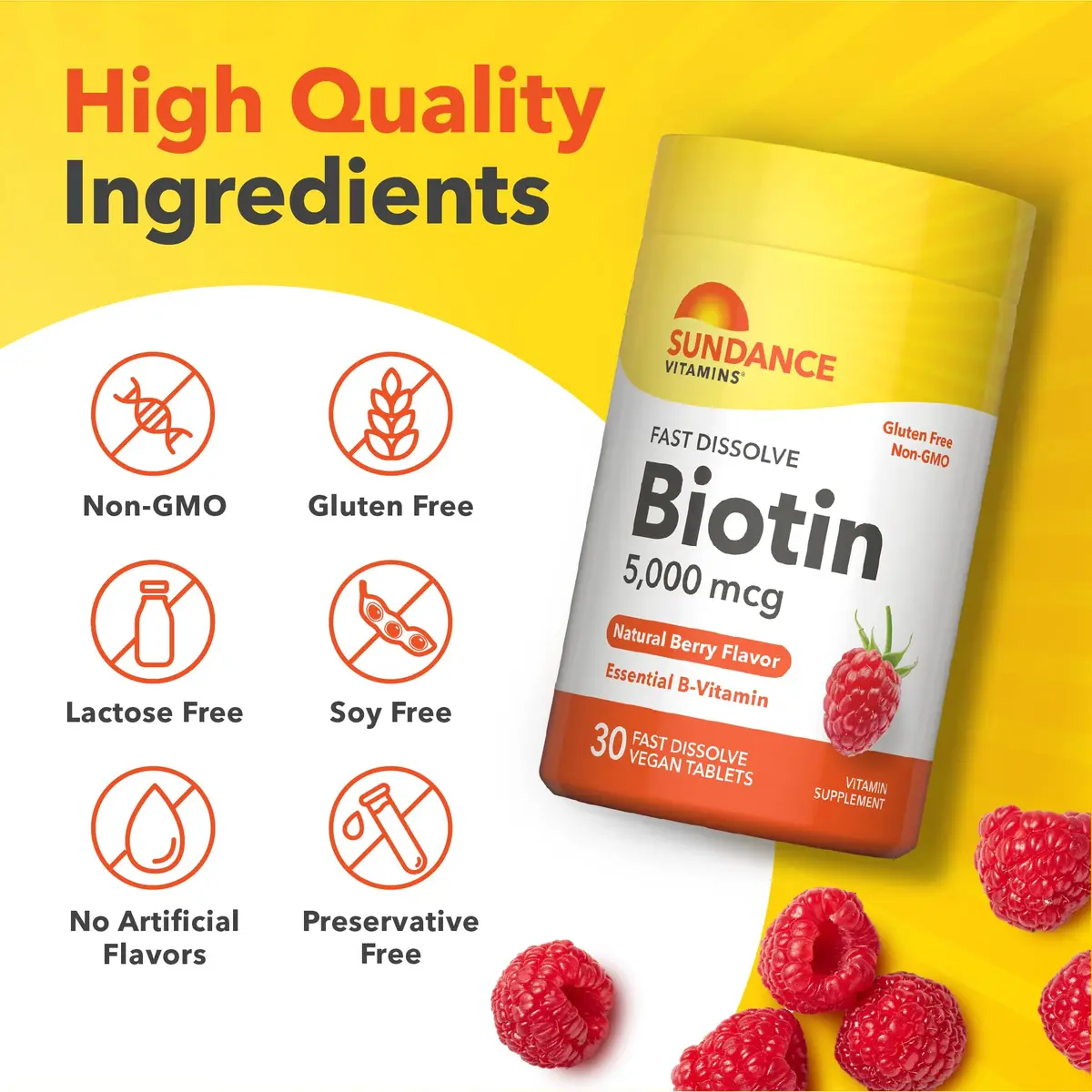 Sundance Biotin 5000mcg | 30 Vegan Tablets | Essential B-Vitamin for Hair & Skin - view 4