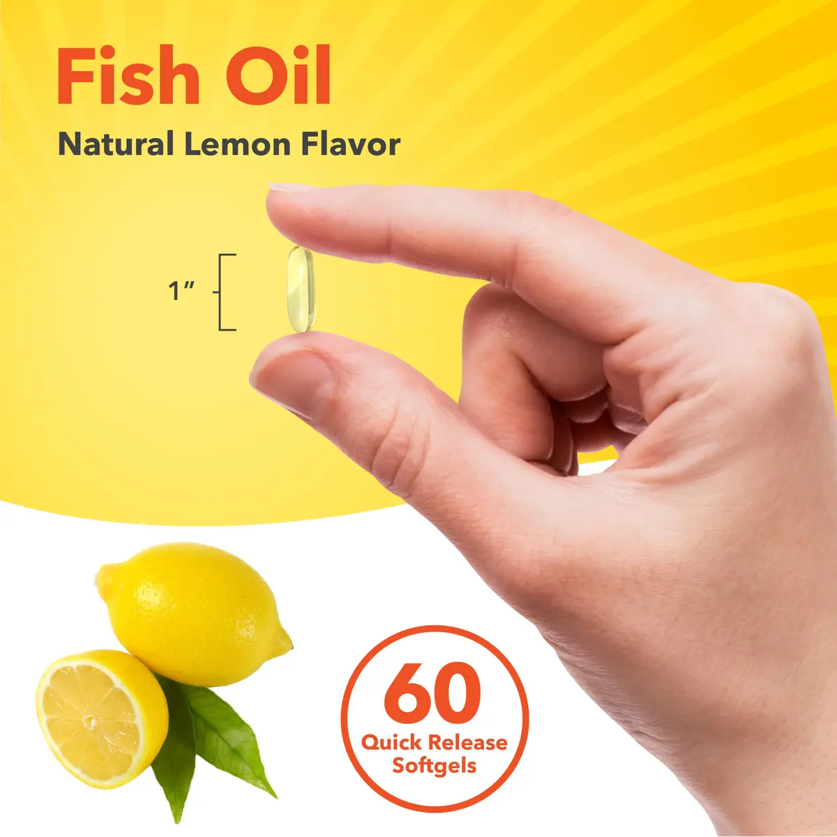 Sundance Fish Oil Omega 3 Supplement 1000mg | Lemon Flavored, 60 Softgels, Purified & Non-GMO - view 6