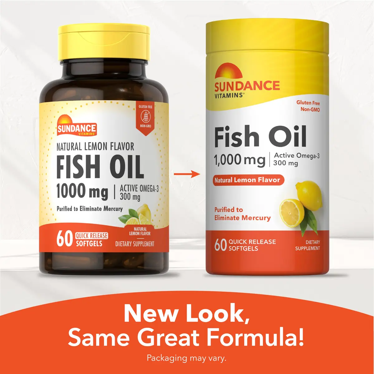 Sundance Fish Oil Omega 3 Supplement 1000mg | Lemon Flavored, 60 Softgels, Purified & Non-GMO - view 7