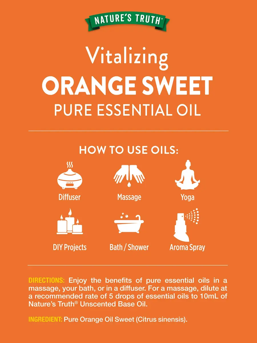 Nature's Truth Orange Sweet Essential Oil 15 mL | Pure, Plant-Based & Non-GMO - view 2