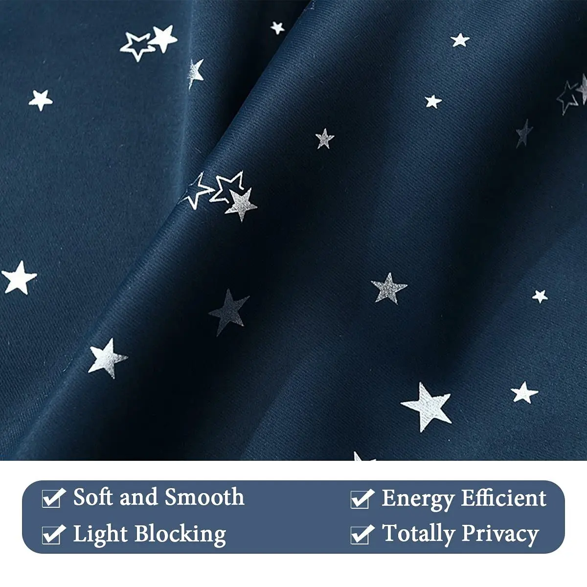 H.VERSAILTEX Blackout Star Curtains for Kids Room Boys Girls 52" x 63" Navy | Thermal Insulated Thick Soft Curtain - view 5