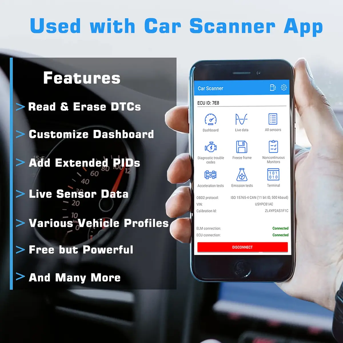 Veepeak Mini Bluetooth OBD2 Scanner Code Reader for Android | Vehicle Scan Tool - view 7