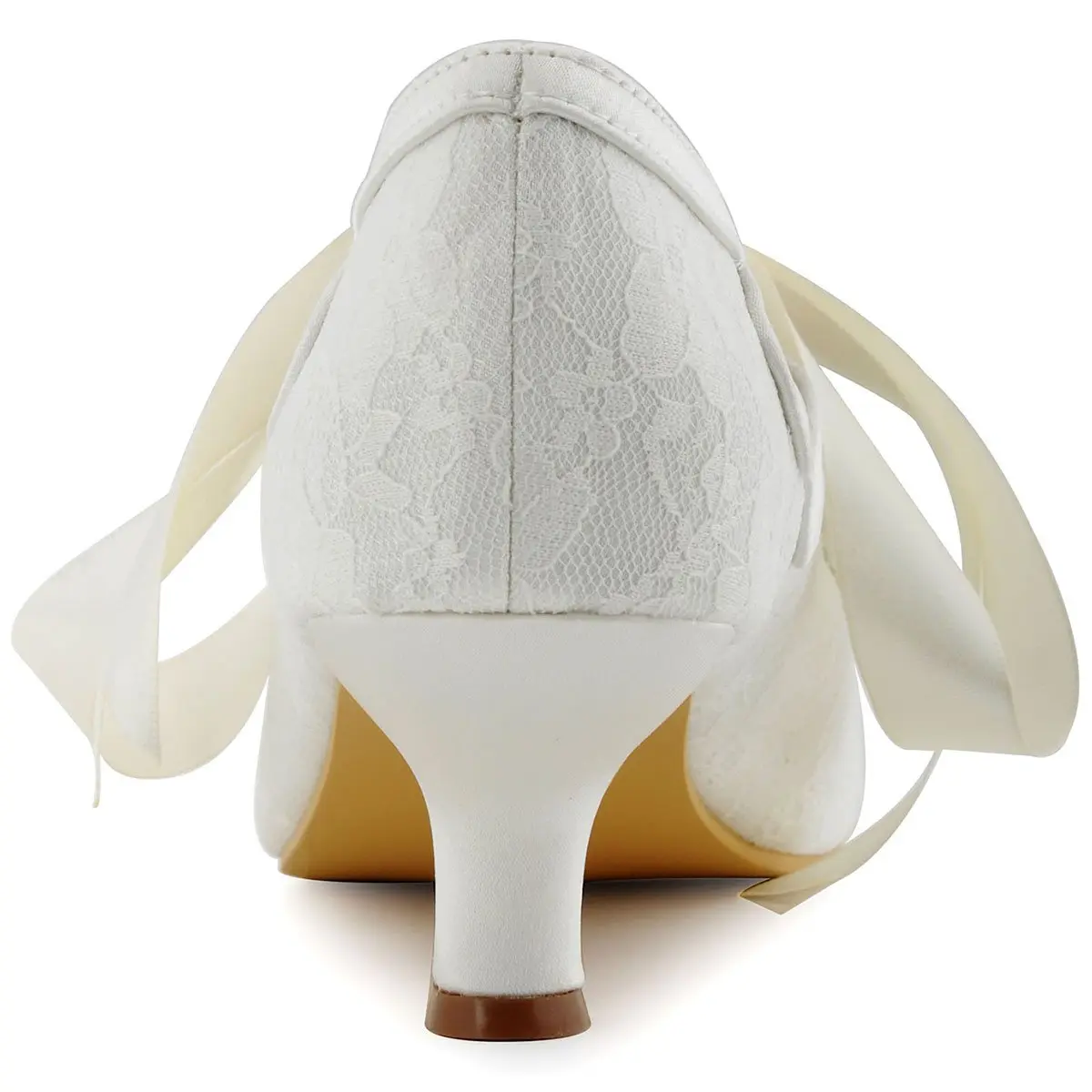 ELEGANTPARK Ivory Wedding Shoes for Bride, Lace Closed Toe Heels US 9 | 2 Inch Vintage Bridal Pumps - view 6