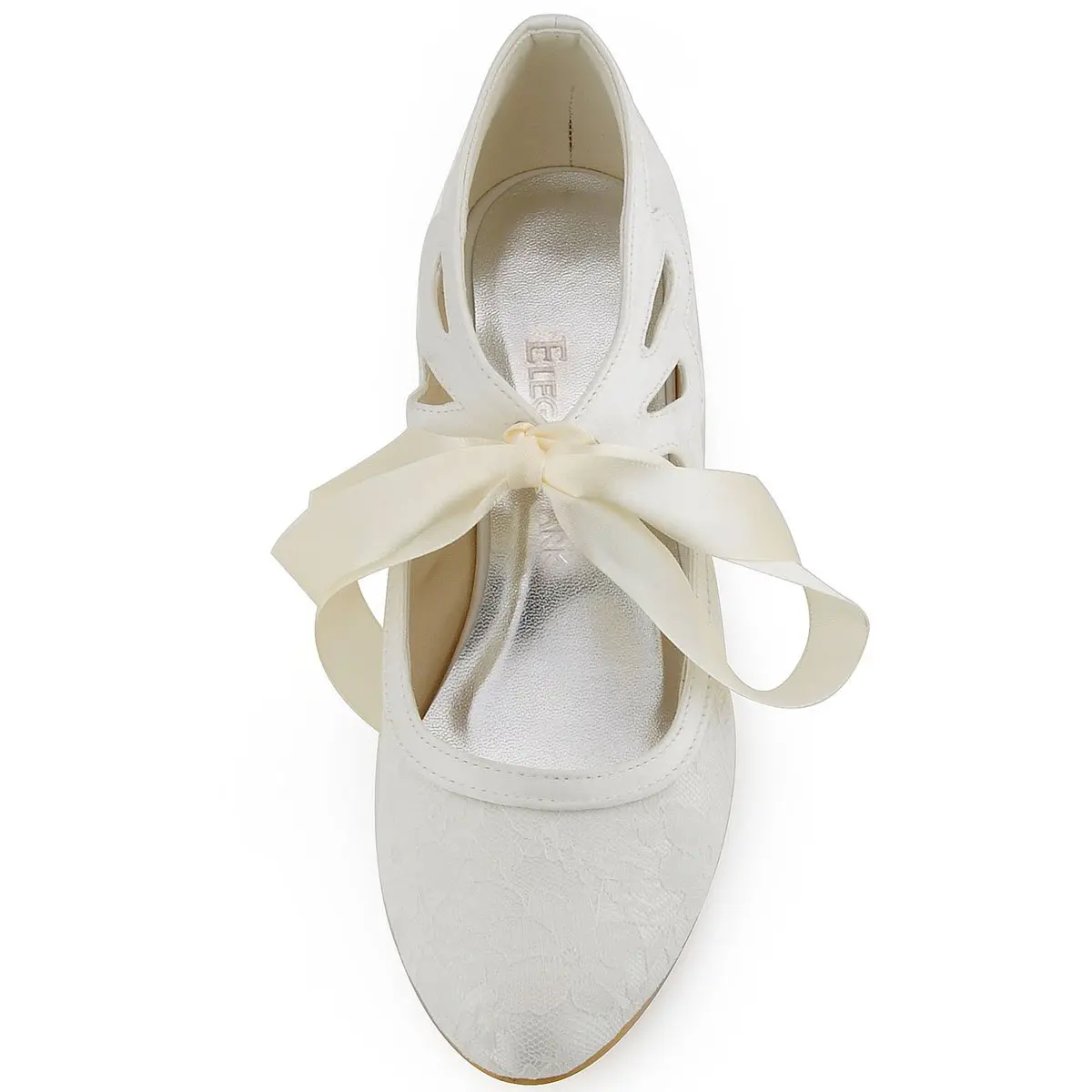 ELEGANTPARK Ivory Wedding Shoes for Bride, Lace Closed Toe Heels US 9 | 2 Inch Vintage Bridal Pumps - view 7