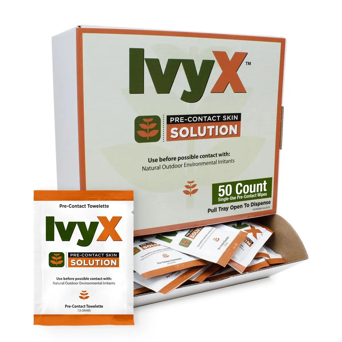 CoreTex Ivy X Pre-Contact Poison Ivy Wipes 50 Pack | Proactive Skin Barrier for Poison Oak & Sumac - main product image