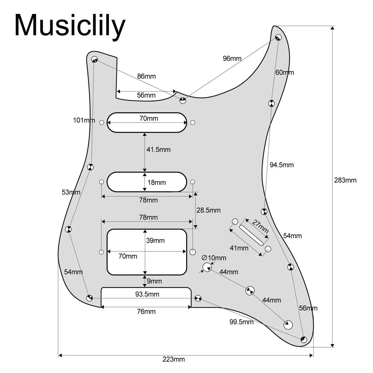 Musiclily Pro HSS 11 Hole ST Guitar Pickguard 4Ply Red Tortoise | Fits Fender Standard Stratocaster - view 2