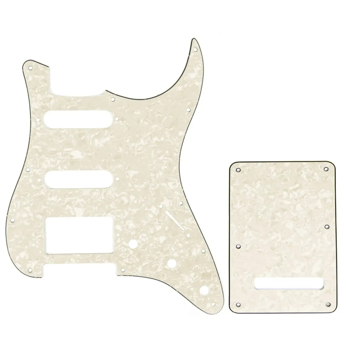 Musiclily Pro SSH 11 Hole ST Pickguard and BackPlate Set Aged White Pearl | Fits Fender US/Mexico Strat - main product image