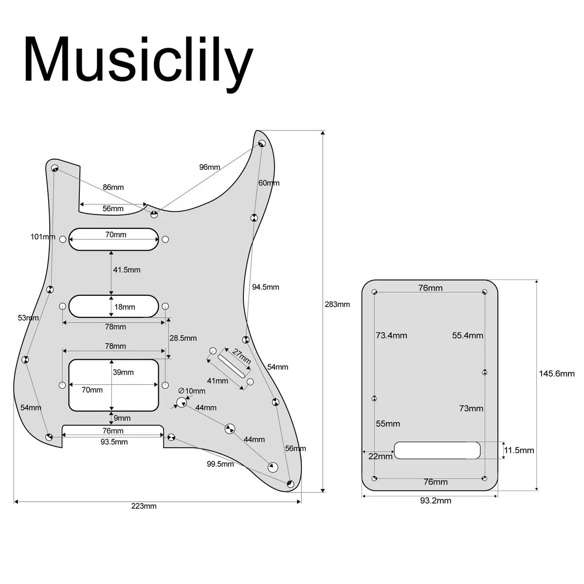 Musiclily Pro SSH 11 Hole ST Pickguard and BackPlate Set Aged White Pearl | Fits Fender US/Mexico Strat - view 2