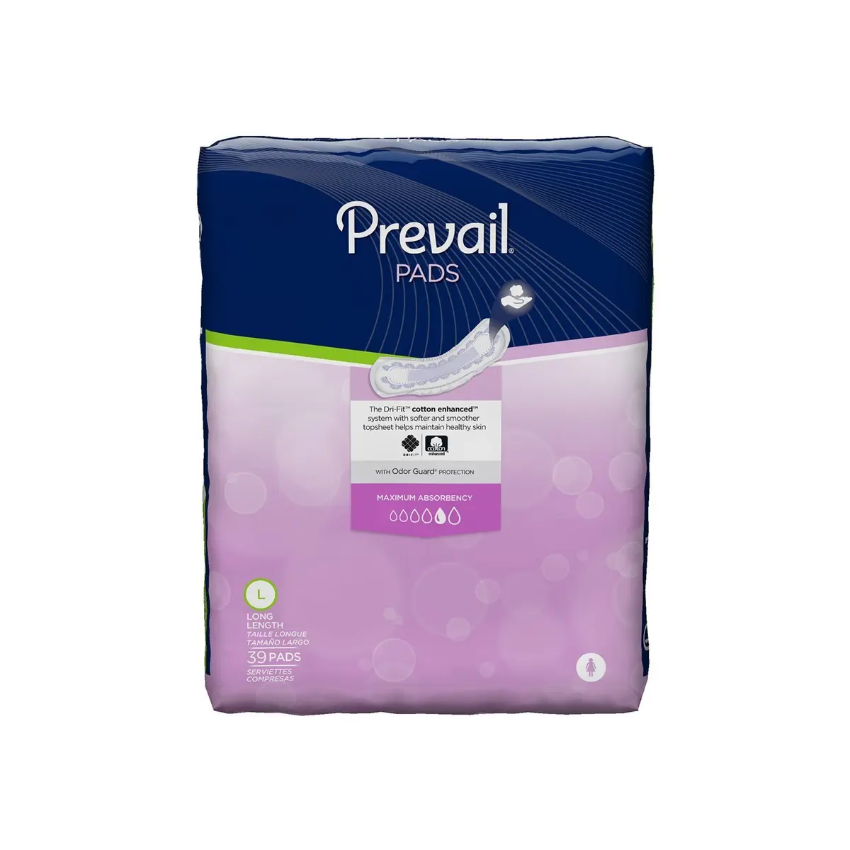 Prevail Daily Pads for Bladder Leaks | Maximum Absorbency, 13 in, 39 ct - main product image
