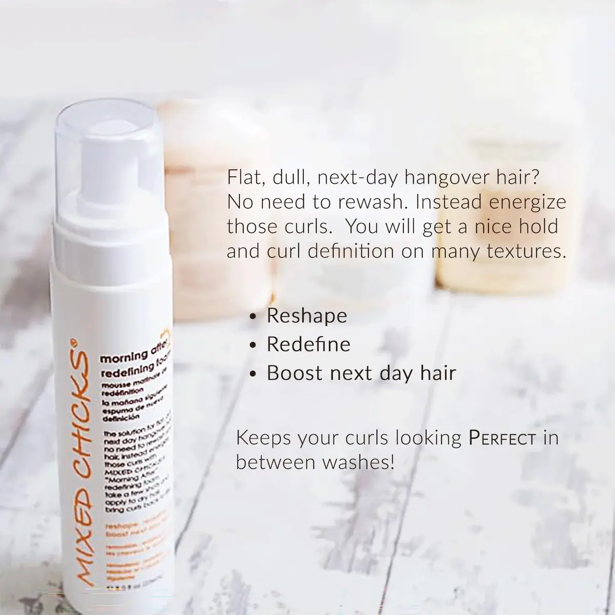 Mixed Chicks Morning After Redefining Hair Foam, 236ml | Boosts Next Day Hair, Flat & Dull Hair Solution - view 3