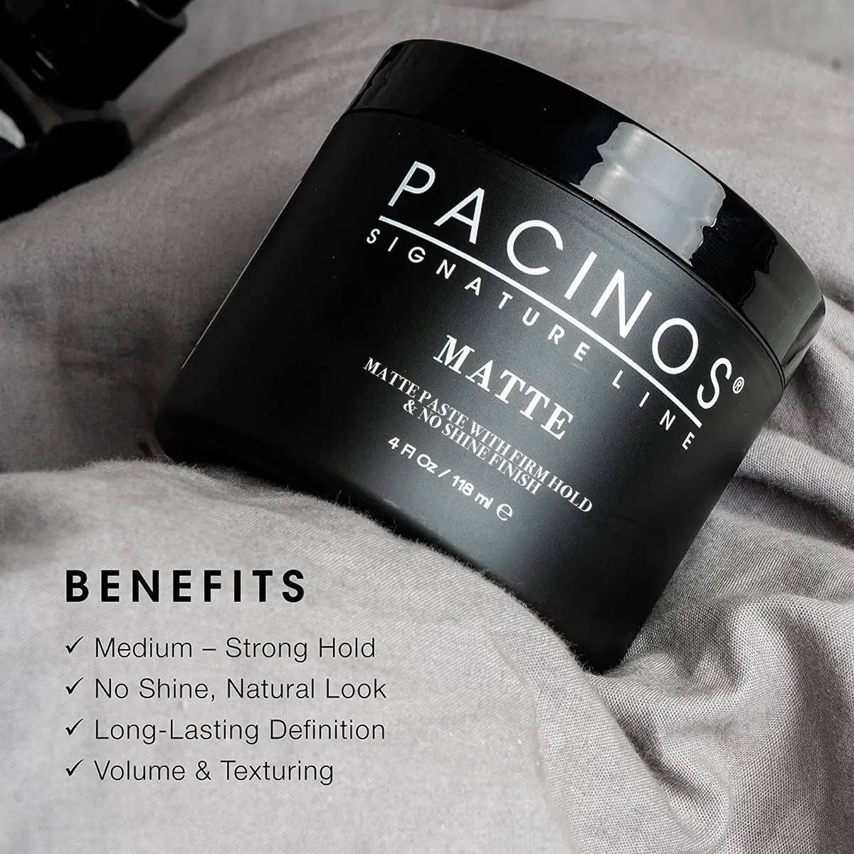 Pacinos Matte Hair Paste for Men, Firm Hold, No Shine, Styling Wax, 4 fl oz | Long-lasting matte finish, versatile for all hair types - view 4
