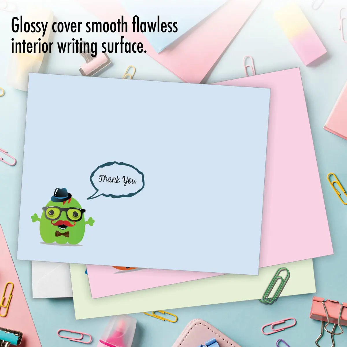 The Best Card Company 10 Mini Blank Assorted Notecards | Quirky Creatures, Youthful Appeal - view 5