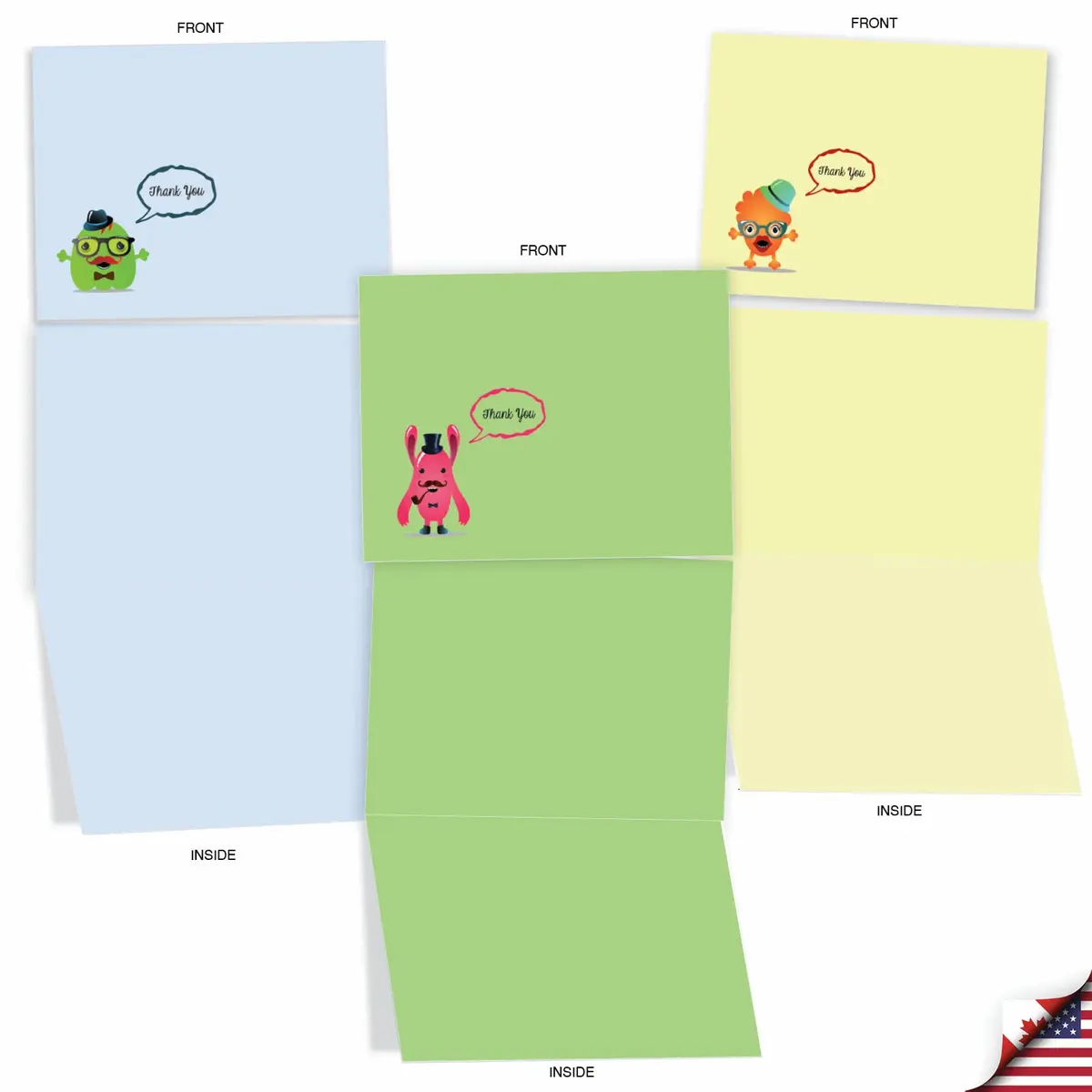 The Best Card Company 10 Mini Blank Assorted Notecards | Quirky Creatures, Youthful Appeal - view 3