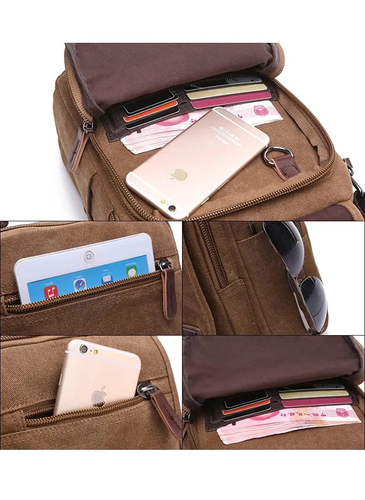 MiCoolker Canvas Messenger Bag Classic Shoulder Bag 10.6in | Multifunctional Travel Purse - view 8