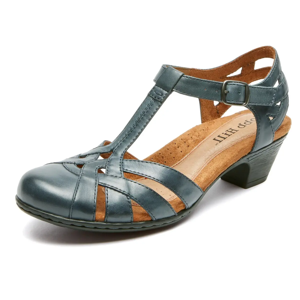 Cobb Hill Aubrey Women's Sandal, 6.5 Wide Navy | Stylish & Comfortable Burnished Leather - main product image