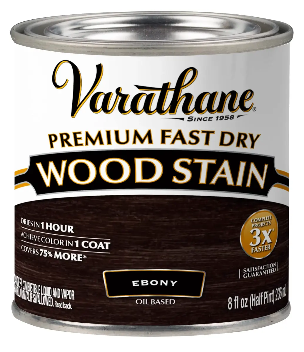 Varathane Premium Fast Dry Ebony Wood Stain 236ml (8 Fl Oz) | One Coat Interior Wood Finish - main product image