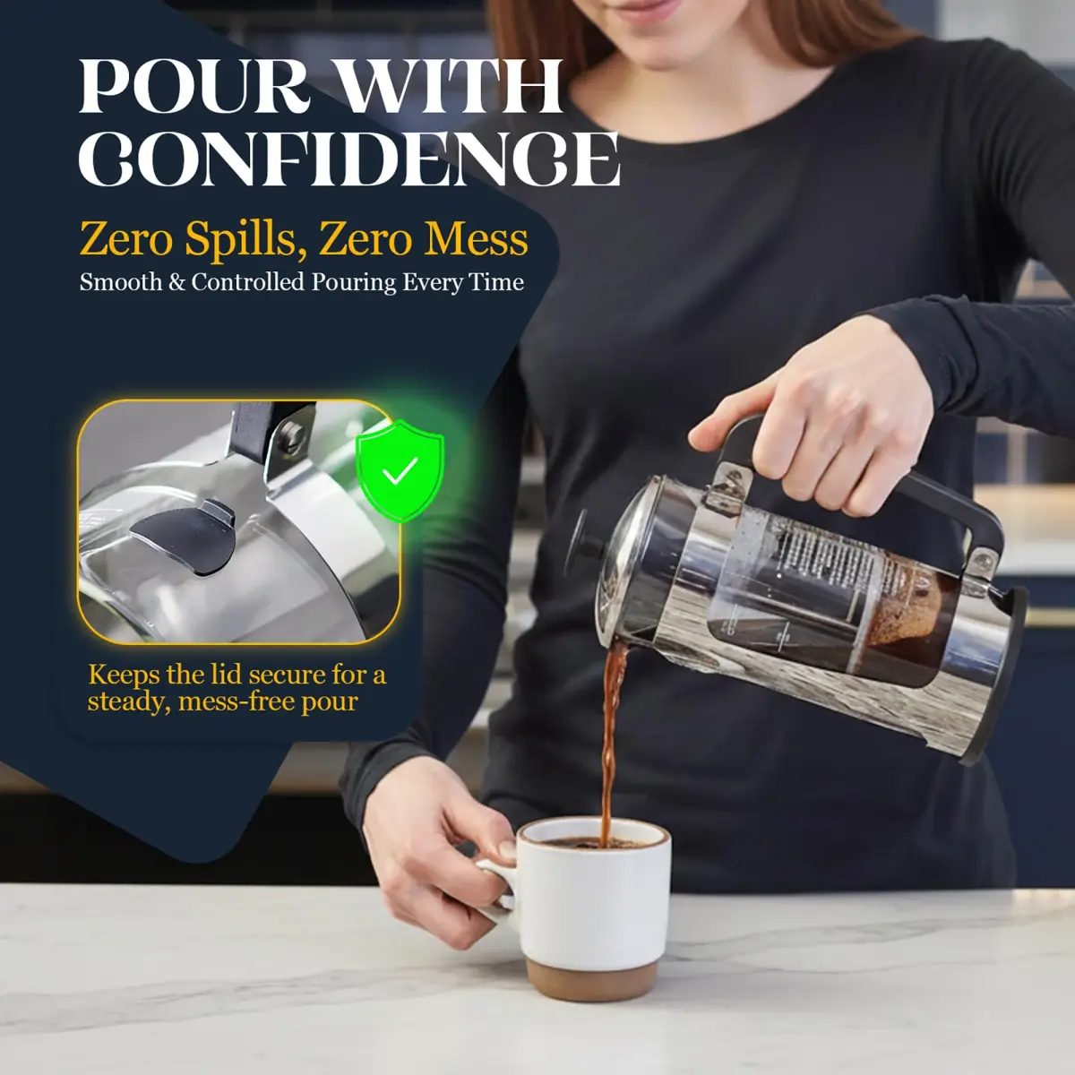 ESPRO P5 French Press Coffee Maker, 946ml (32oz) | Dual Filter Sludge-Free Brew - view 7