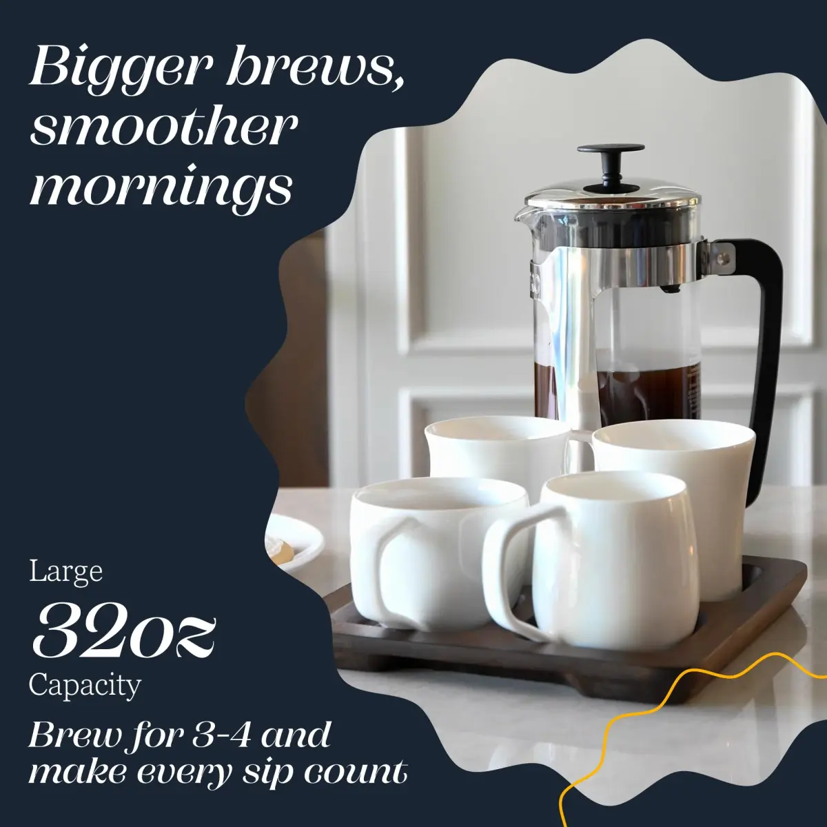 ESPRO P5 French Press Coffee Maker, 946ml (32oz) | Dual Filter Sludge-Free Brew - view 3