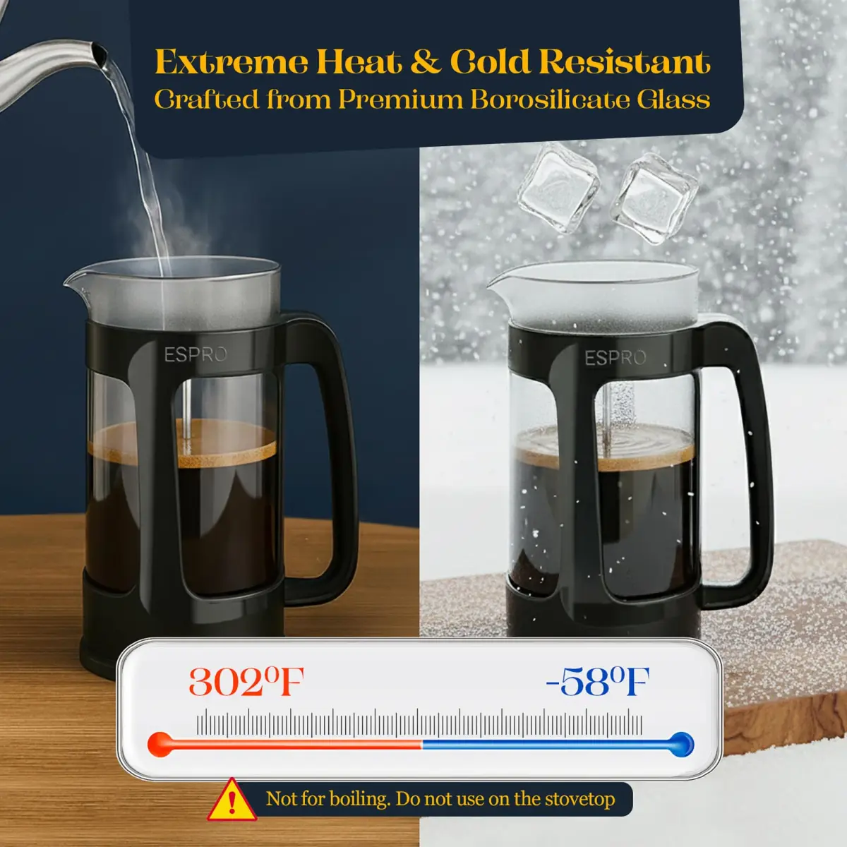 ESPRO P3 French Press Coffee Maker, 946ml (32oz) Black | Grit-Free Coffee & Tea Brewer - view 7