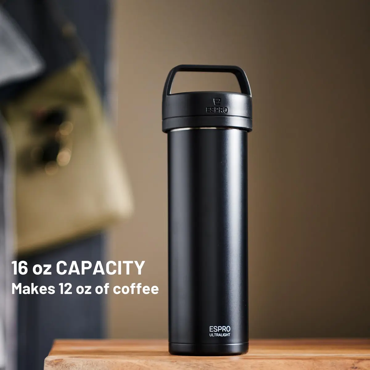 ESPRO Go P0 Ultralight French Press Coffee Maker for Travel, Vacuum Insulated Stainless Steel, 16 Ounces - view 5