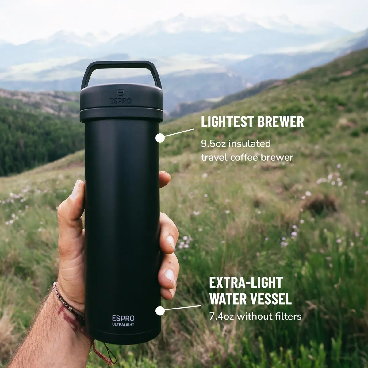 ESPRO Go P0 Ultralight French Press Coffee Maker for Travel, Vacuum Insulated Stainless Steel, 16 Ounces - view 6