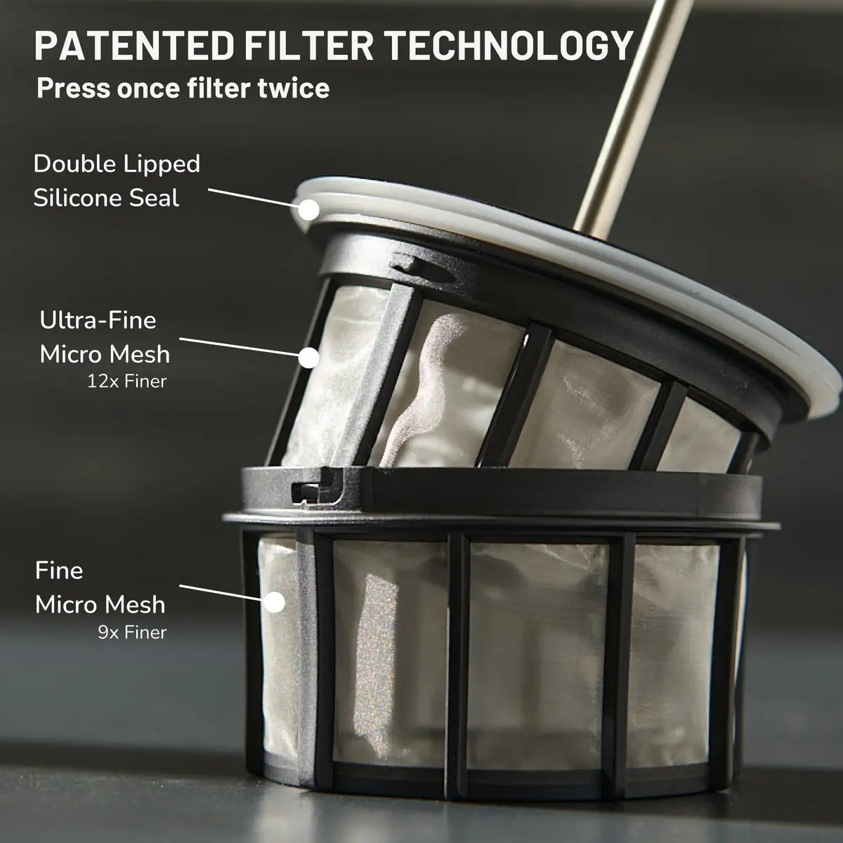 ESPRO Go P0 Ultralight French Press Coffee Maker for Travel, Vacuum Insulated Stainless Steel, 16 Ounces - view 3