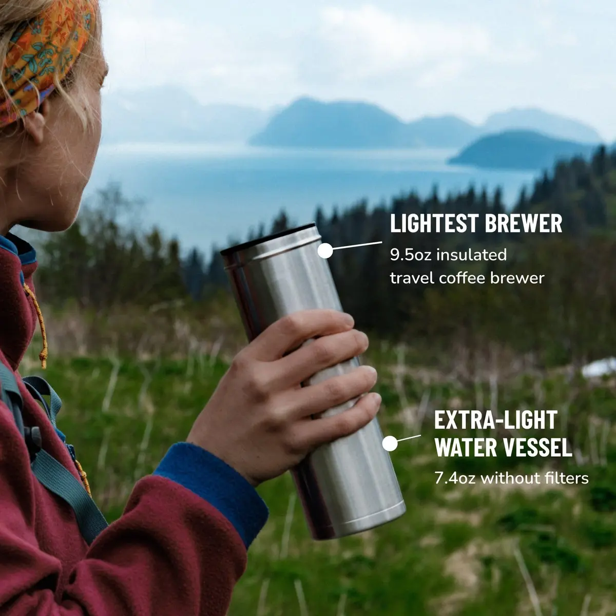ESPRO Go P0 Ultralight French Press Travel Coffee Maker 16oz | Vacuum Insulated Stainless Steel - view 5