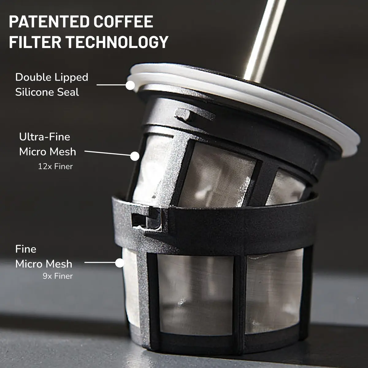ESPRO Go P0 Ultralight French Press Travel Coffee Maker 16oz | Vacuum Insulated Stainless Steel - view 3