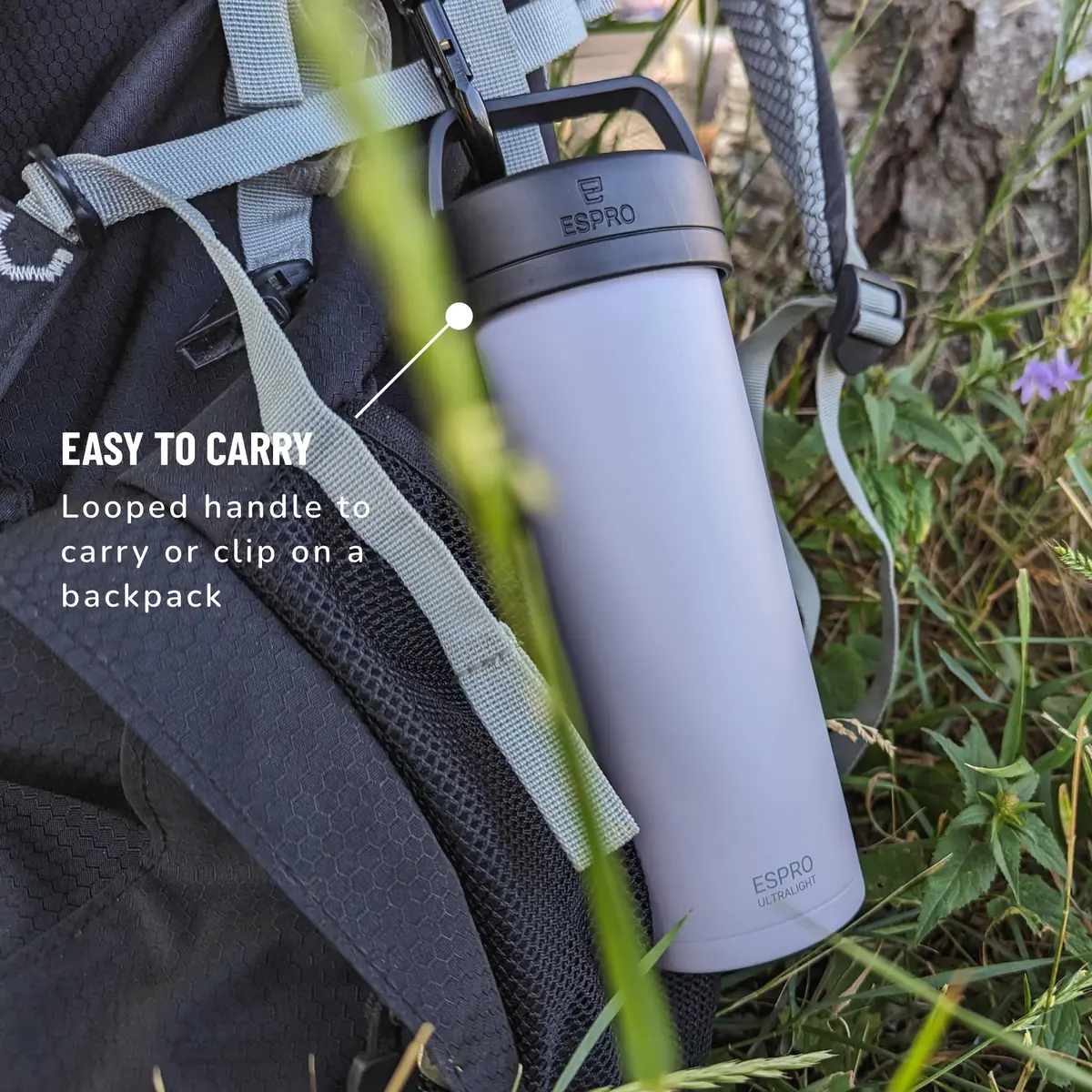 ESPRO Go P0 Ultralight French Press Coffee Maker for Travel | Vacuum Insulated Stainless Steel, 16 Ounces, Chalk White - view 6