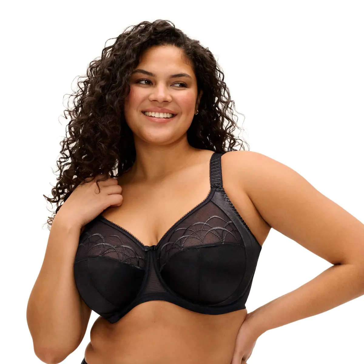 Elomi Cate Underwire Banded Bra 34E | Full Coverage Support & Elegant Sheer Embroidery - main product image