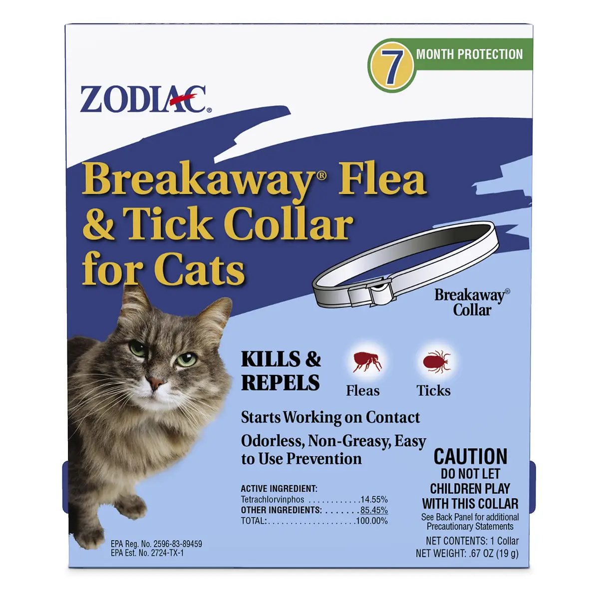 Zodiac Flea & Tick Collar for Cats, 13" | 7-Month Protection, Easy Release - main product image