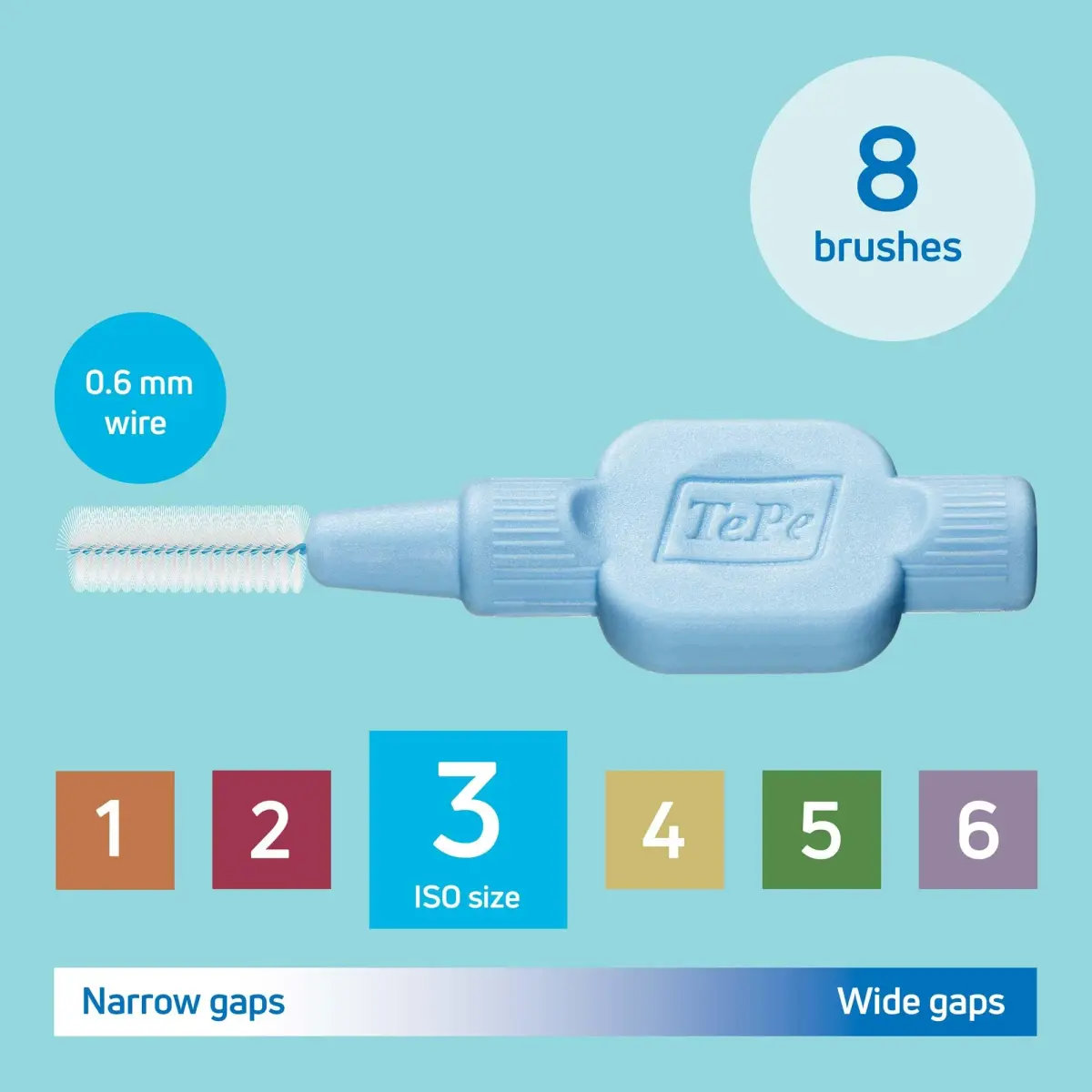 TePe Extra Soft Interdental Brush 0.6 mm Blue (Pack of 8) | Dermatologist Tested for Sensitive Gums - view 2