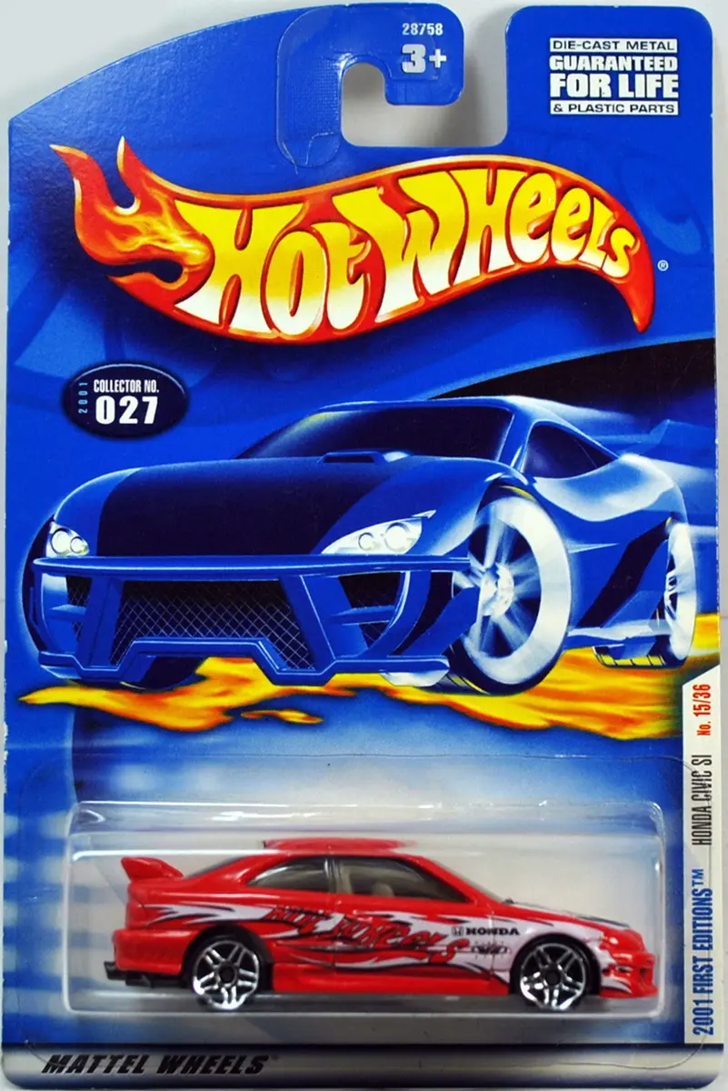 Hot Wheels 2001 First Editions Red Honda Civic Si #027 | 6 inches Metal Collectible for Kids 3+ - main product image