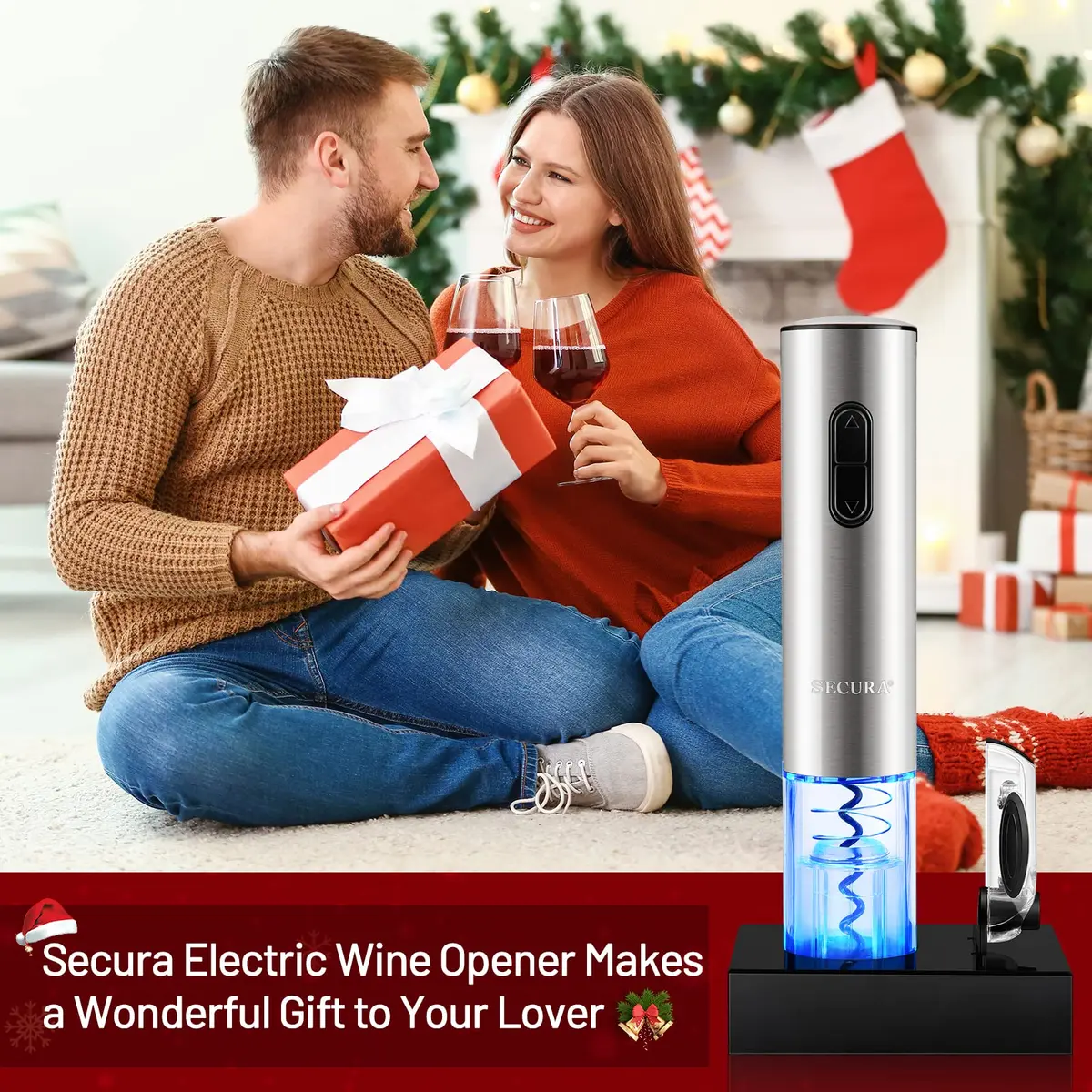 Secura Electric Wine Opener, Automatic Corkscrew, Rechargeable, Stainless Steel | Cordless Bottle Opener with Foil Cutter - view 9