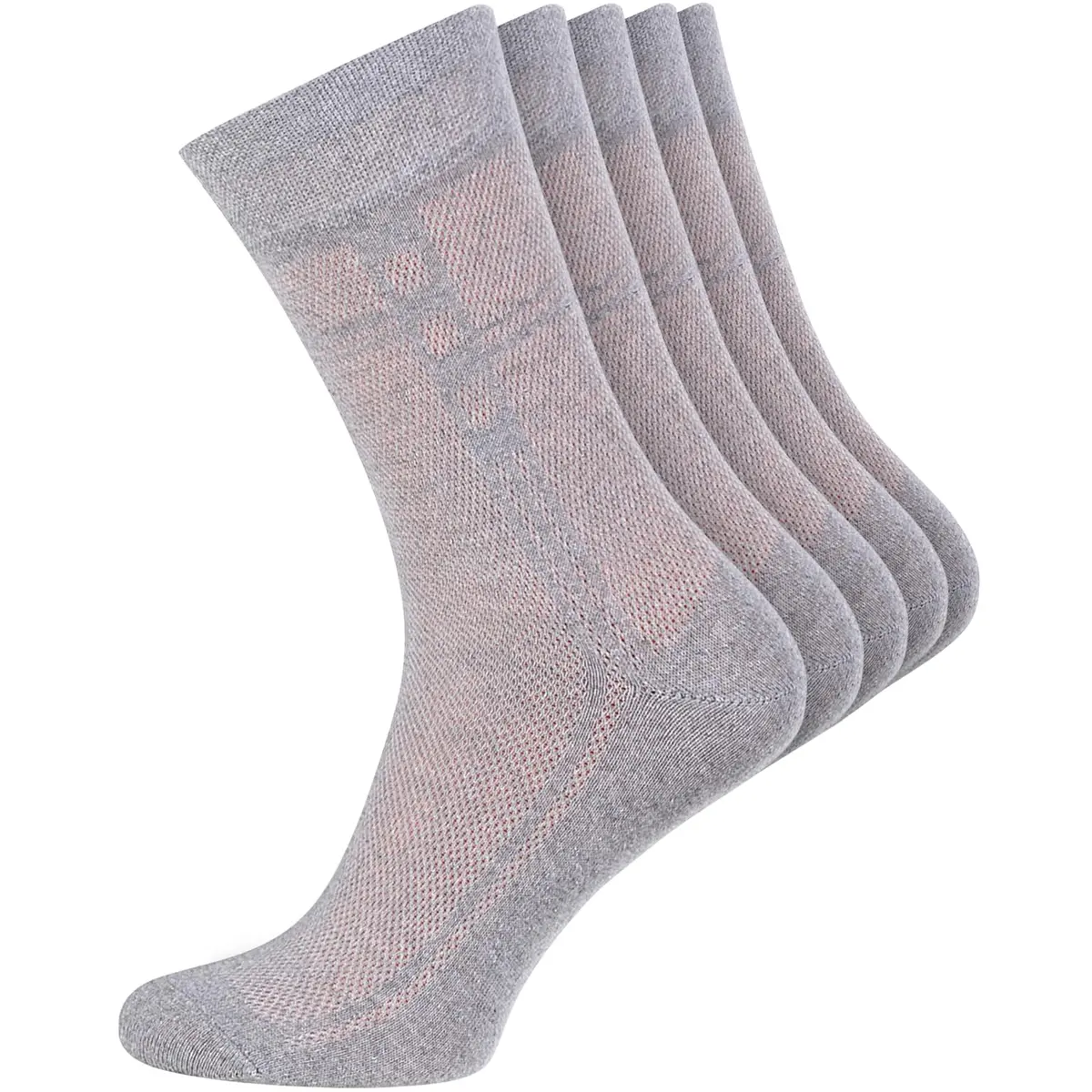 Duna Mens Dress Socks 5 Pairs Grey | Ultra Thin Breathable Formal Crew Length - main product image