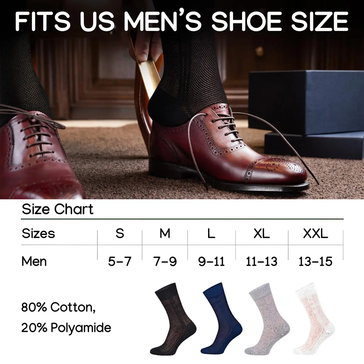 Duna Mens Dress Socks 5 Pairs Grey | Ultra Thin Breathable Formal Crew Length - view 5