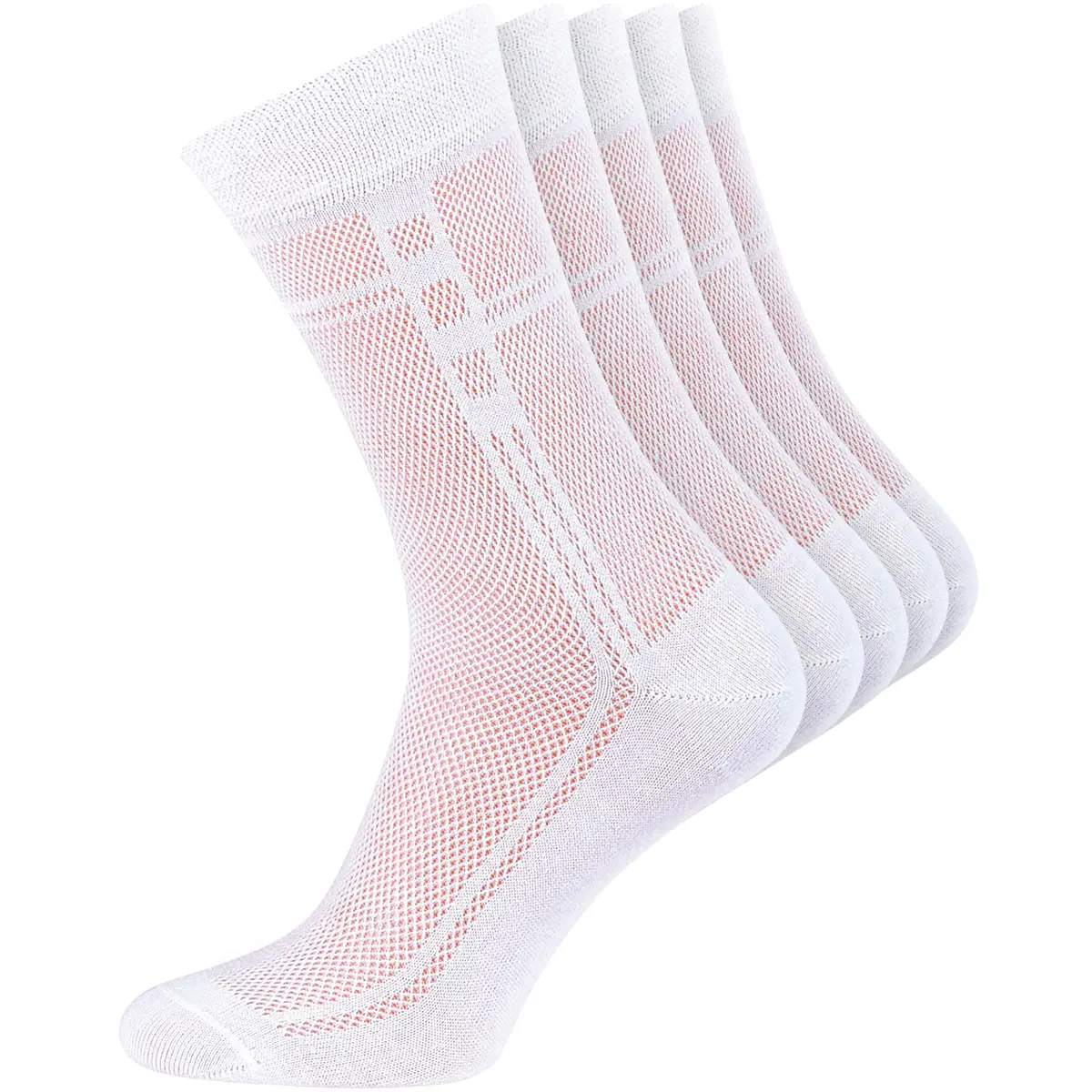 Duna Mens Dress Socks 5 Pairs White | Ultra Thin Breathable Formal Crew Length - main product image