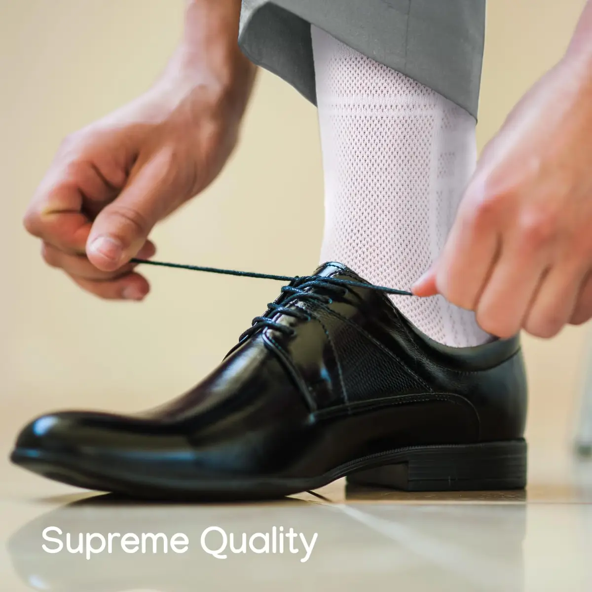 Duna Mens Dress Socks 5 Pairs White | Ultra Thin Breathable Formal Crew Length - view 4