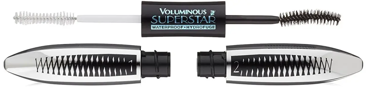 L'Oreal Paris Voluminous Superstar Waterproof Mascara, Black, 0.4 Fl Oz (11.8 ml) | Show-Stopping Lash Effect - main product image