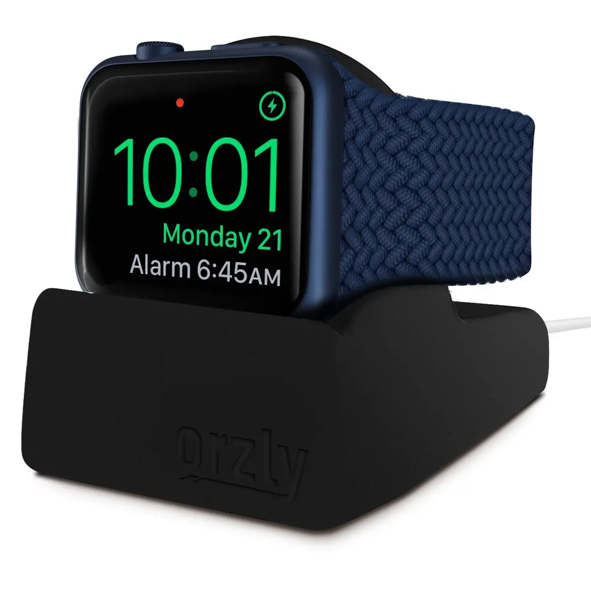 Orzly Apple Watch Charger Stand Durable TPU Compact Black | Fits All Series & Sizes - main product image